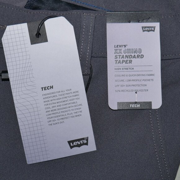Levi's XX Chino Standard Tech Men's Pants 36x32 Performance Stretch Gray - Picture 7 of 12